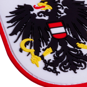 Uniform und Jacke oliv-grün Flagge mit Österreich-Wappen STEINADLER Klettflagge Österreich PVC | Klettflächen Patch als Emblem für Armee 